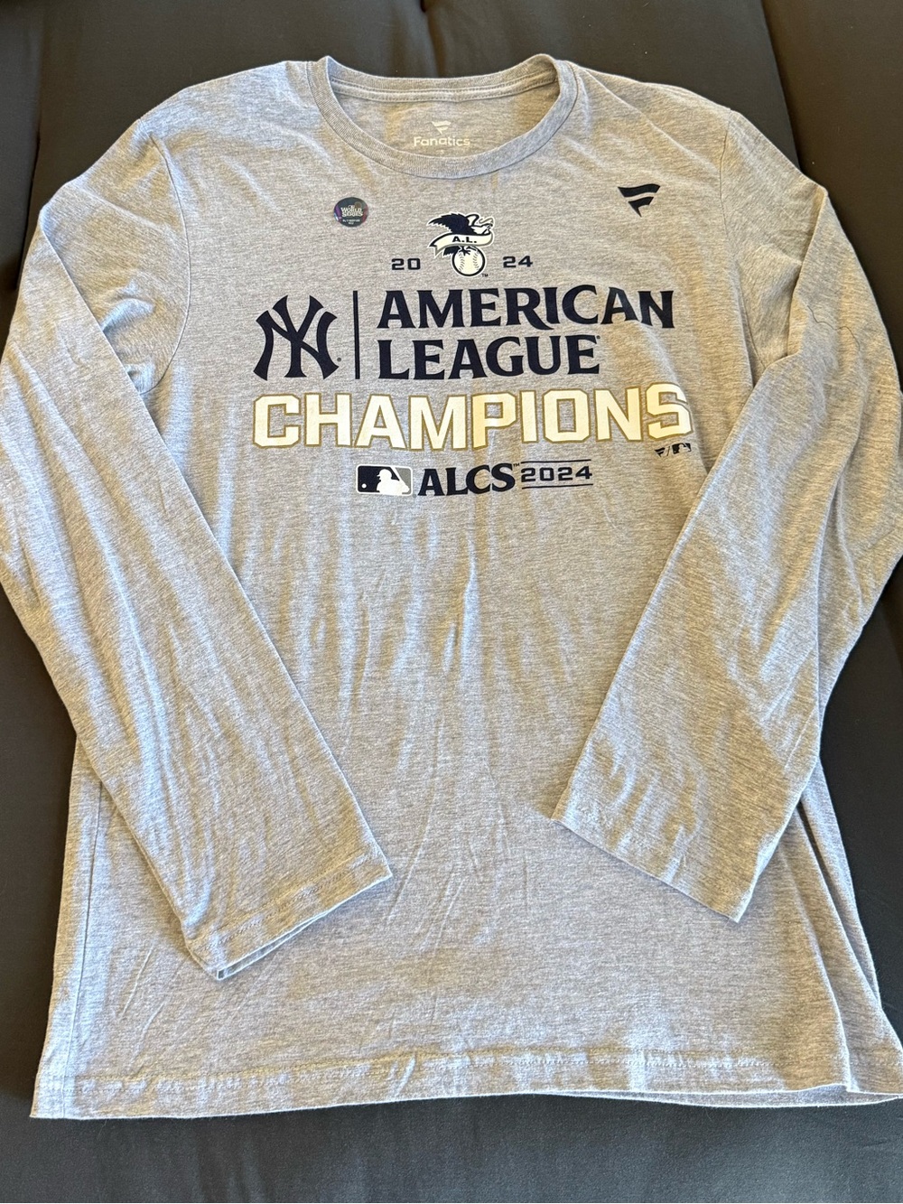 Fanatics Gray Heather Long Sleeve 'American League Champions' Crewneck
